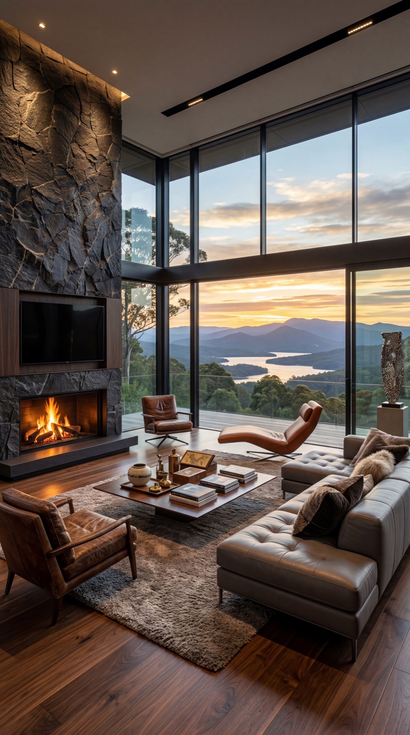 Artist's impression of a living space framing the mountain outlook