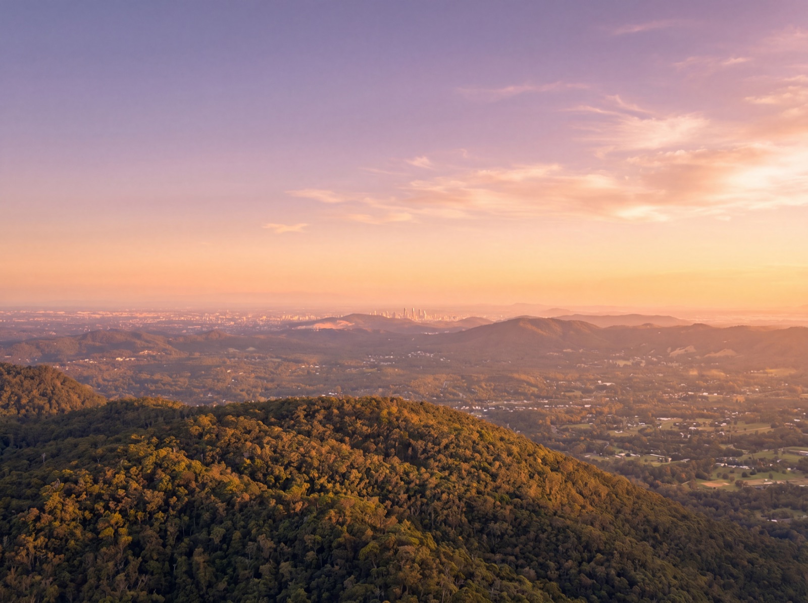 Sunset over the ranges from the Mount Glorious holding